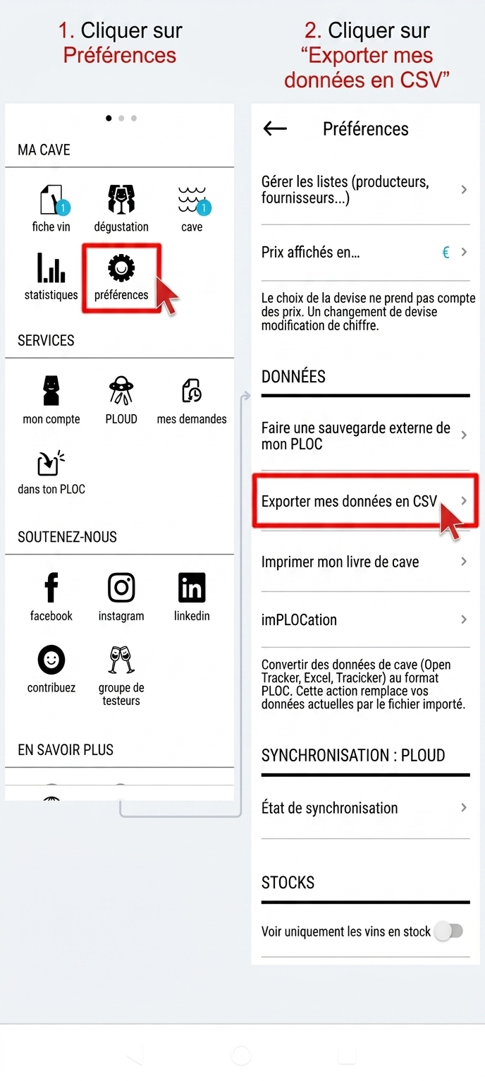 Exemple d’export CSV de cave dans POC
