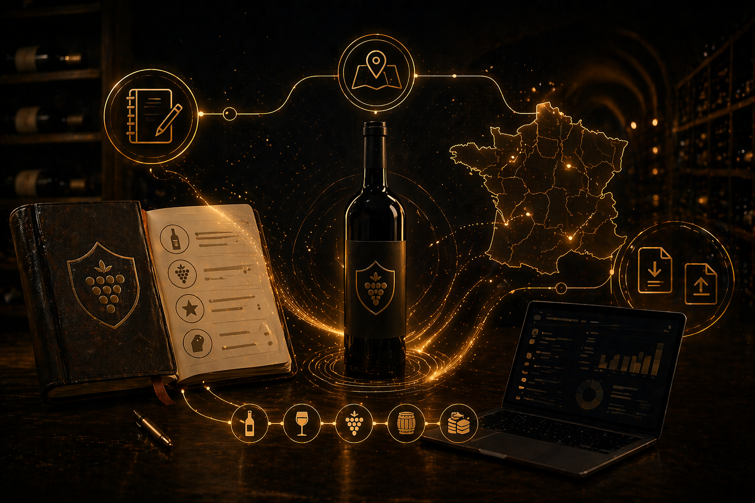 Illustration : assistant d’import de cave dans VinoCellar.